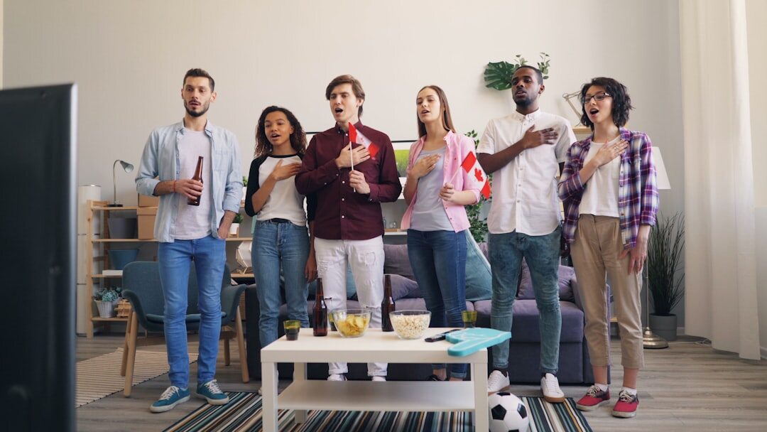 group of friends watching tv