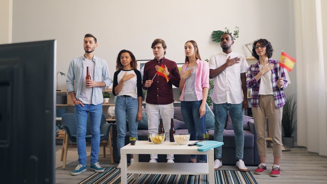 group of friends discussing tv