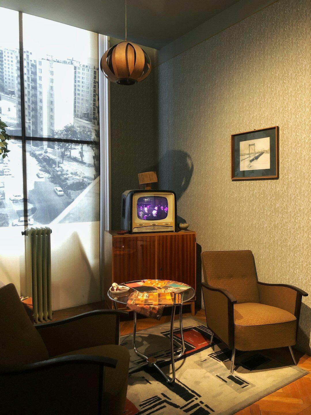 old television set in living room